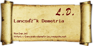 Lancsák Demetria névjegykártya